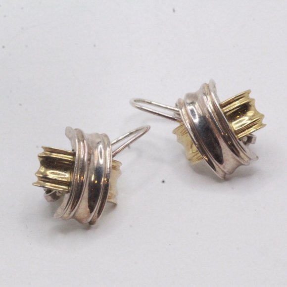 Sterling Silver Vermeil Two Tone Marked CI 925 Thailand Earrings - Picture 1 of 9